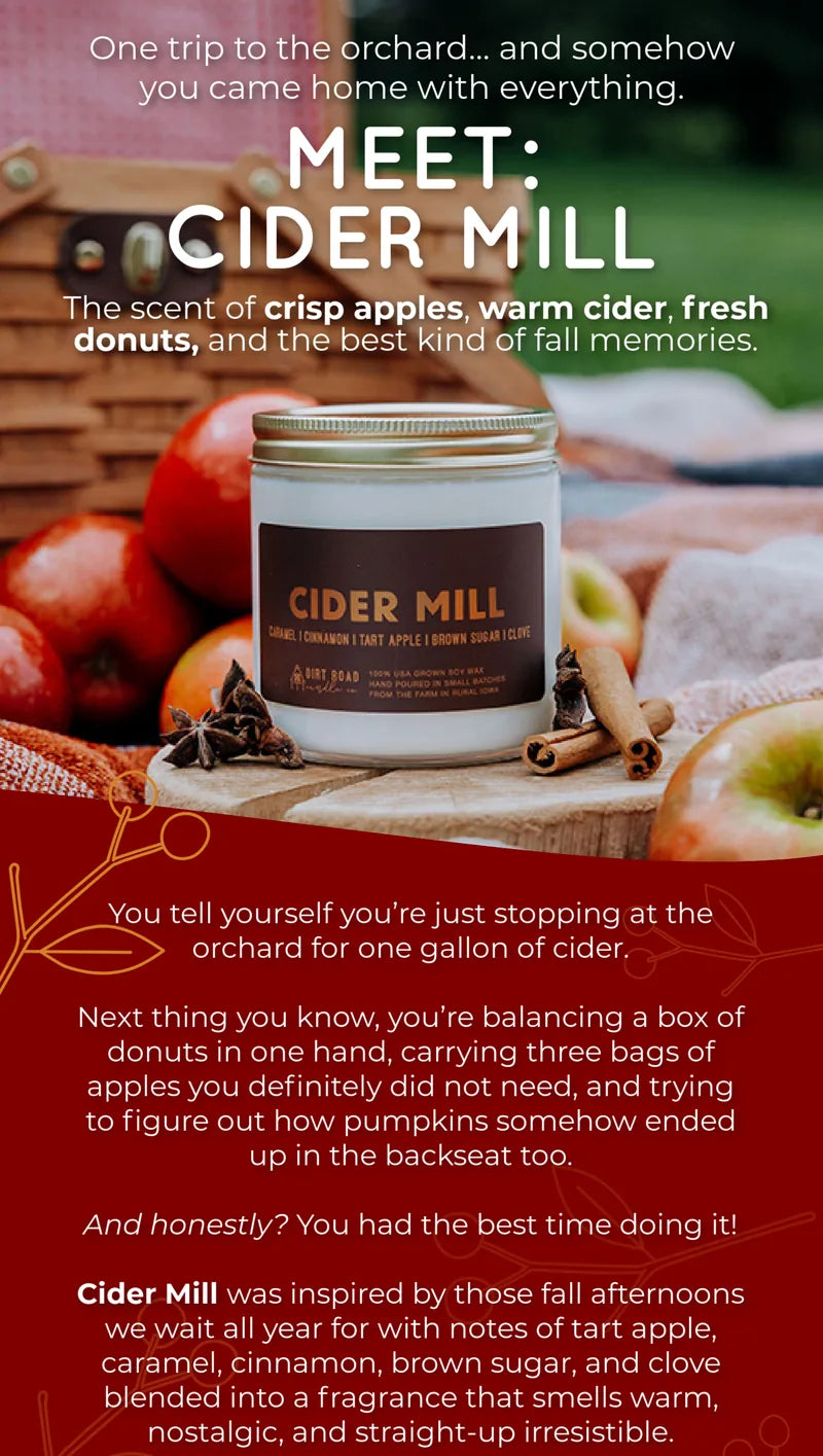 Dirt Road Candle Co email design, fall launch campaign